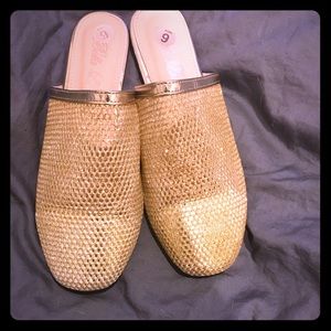 Gold glitter shoes